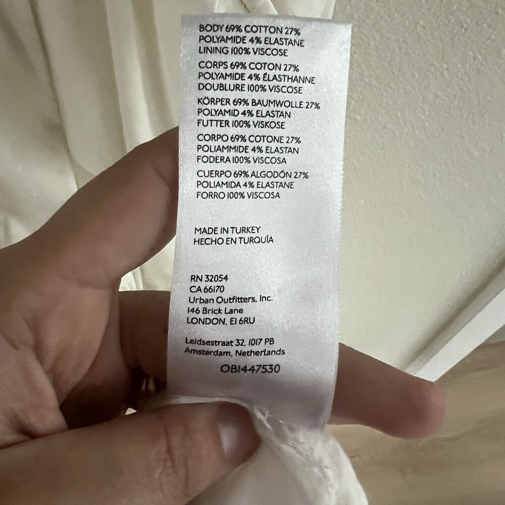 Maeve Anthropologie Poplin‎ Shirt Dress Women’s 14 Midi White Collared V Neck - Picture 7 of 14